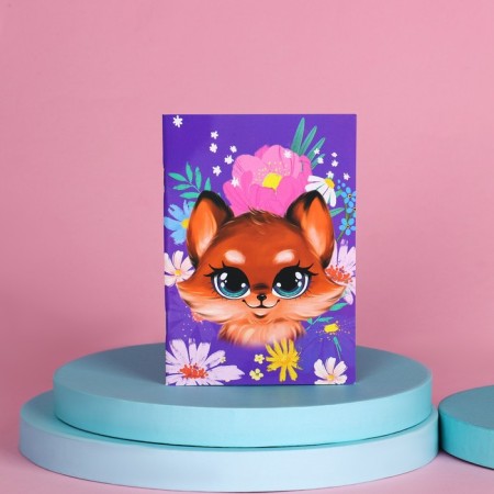 Gift set for the girl "fox", bag, gum set, notebook, tattoo-2