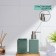 Savanna Square bathroom accessories set, 3 items (soap dispenser, glass, stand), green color