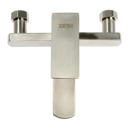 Zein bath mixer, square, short surge, with a shower set, stainless steel. Steel, satin-6