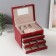 Casket to the leatherette for jewelry "screw" red 22x17x18 cm