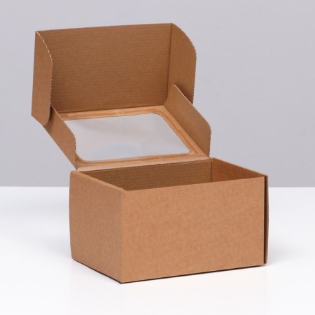 Self -charged box with a window, brown, 17 x 12 x 10 cm-2
