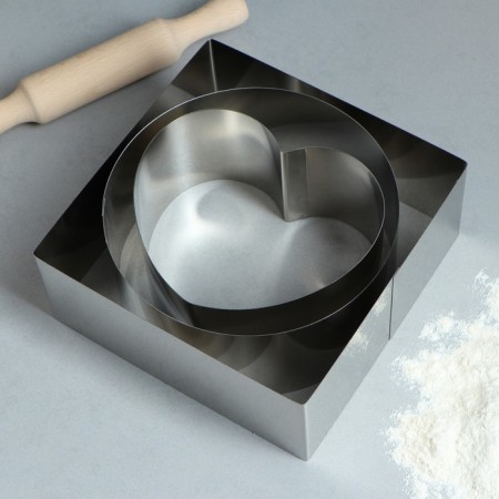 A set of baking forms and calculation “Circle, square, heart”, 20 x 20 x 8.5 cm, 3 pcs-1
