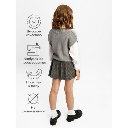 Vest for girl Knit, height 140 cm, gray color-3