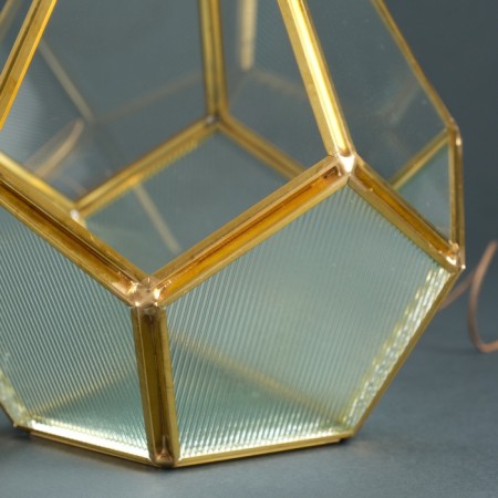 Glass candlestick, Metal "faceted ball" transparent 16x16x14 cm-4