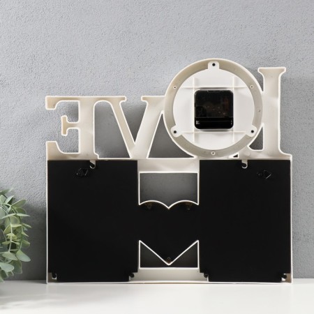 Multi -chamber with the clock "Love" plastic, 3 photos (10x15/2 pcs, 10x10/1 pcs) cent. white-2