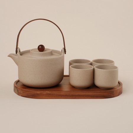 Tea service ceramic SL Home "Stone Forest", 6 items: 4 cups 100 ml, kettle 650 ml, stand 30 × 16 cm-7