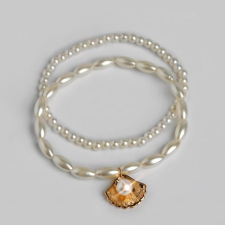 Bracelet on the leg "Pearl on the shell" Color gold, l = 10.5 cm-3