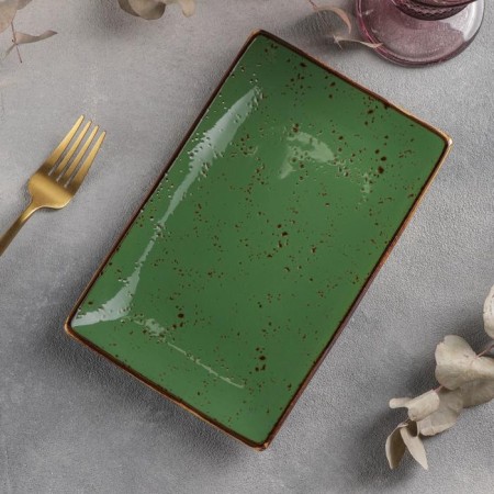 Ceramic rectangular "constellation", 22 × 14 cm, green color, green