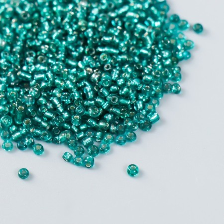 Beads "Astra" 11/0, 20 g (51a turquoise transparent with a silver center)