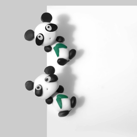 Earrings "Panda", black and white color-1