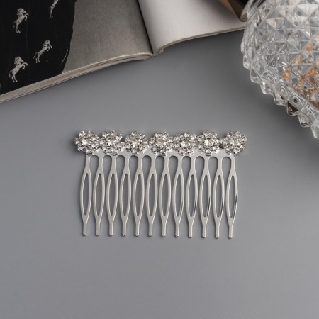Hair crest "Medea" flowers, 7 × 4 cm, silver