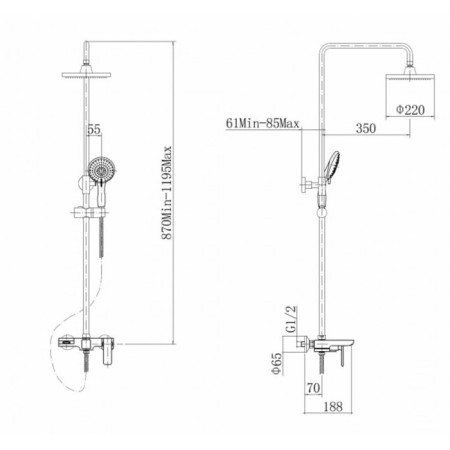 The shower system Fashun A2451-8, pour 118 mm, tropical shower, shower, chromium-1