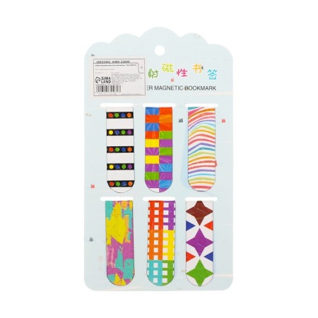 A set of magnetic bookmarks for books 6 pieces abstraction 60*19mm mix Calligrata-4