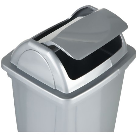 Basket for papers, 12 liters, solid with a rotating lid, gray metallic-2