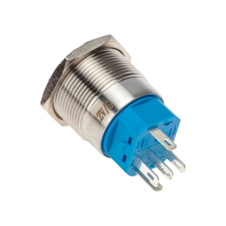 Anti-Vandal button Ø 22 12V (LED) B/Fix (5C) OFF- (ON)/ON- (OFF) subv./Green Rexant-1