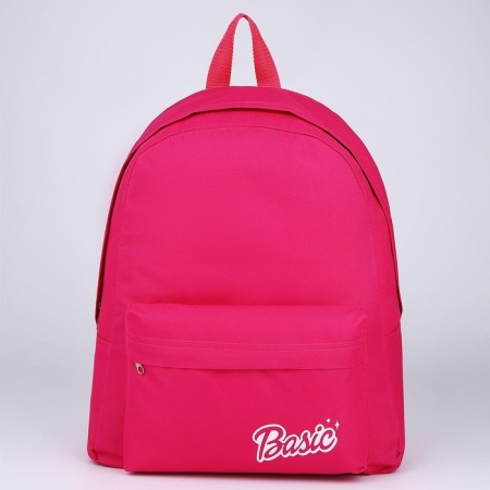 Basic school backpack, with pocket, pink color-1