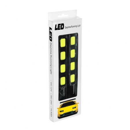 Daily running lights DRL-13 cm, 12 V, 8 diodes, steam-4