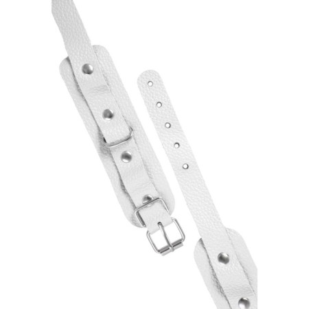 The shackles of the mini Pecado BDSM, with rounded corners, genuine leather, white-5