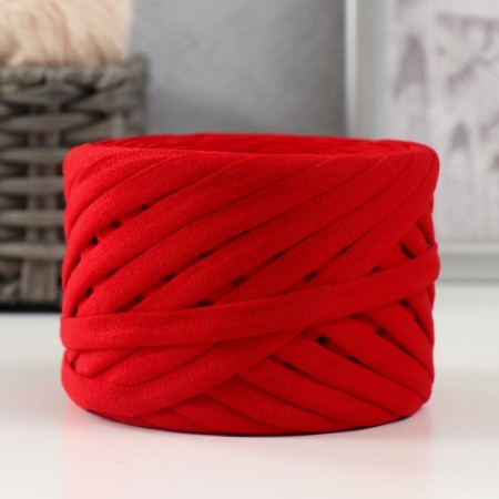 Knitted yarn set No. 1, 3x30 m, width 7-9 mm, 100 g (gray, red, kiwi)-1