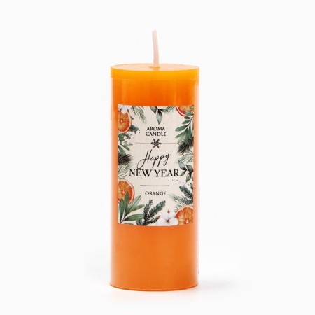 New Year's candle-stand Interior "New Year: Happy New Year", orange, 3 x 7.5 cm-1