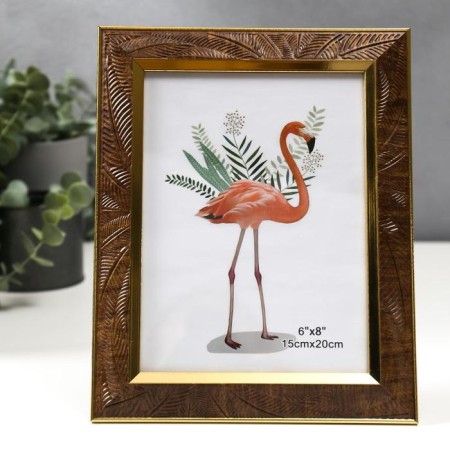 Photo frame plastic 15x20 cm "Chocolate leaves, golden double frame" 24.7x19.8 cm