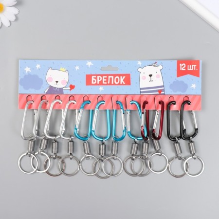 Metal keychain "Carabiner with a spring" mix 10 cm-4