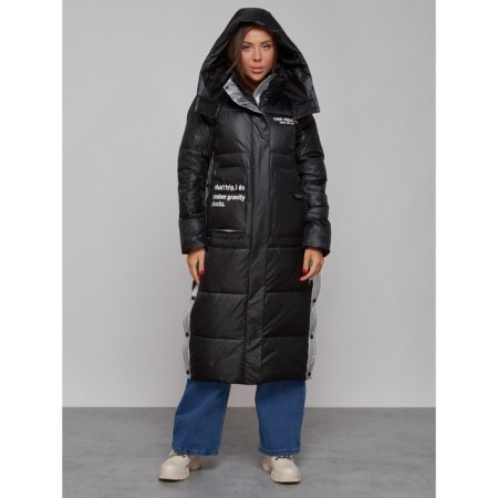 Coat insulated winter female, size 42, black color-4
