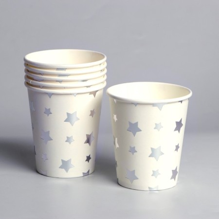A glass of paper "stars", set of 6 pcs., Silver color-1