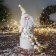 Soft toy "Santa Claus in a suit with flowers and in a cap" 48x19 cm, golden-white