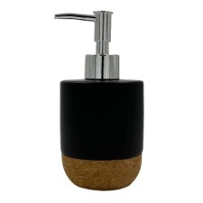 Ceramic dispenser with the cork bottom Joy Home, 7.5x7.5x16.8 cm, black