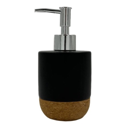 Ceramic dispenser with the cork bottom Joy Home, 7.5x7.5x16.8 cm, black