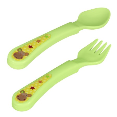 A set of cutlery for feeding "Safari", 2 items: spoon, fork, from 4 months., Mix colors-3