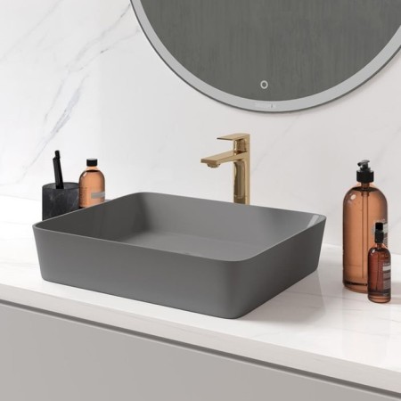 Grossman GR-3016GM sink, rectangular, 480 x 370 mm, gray/matte-1