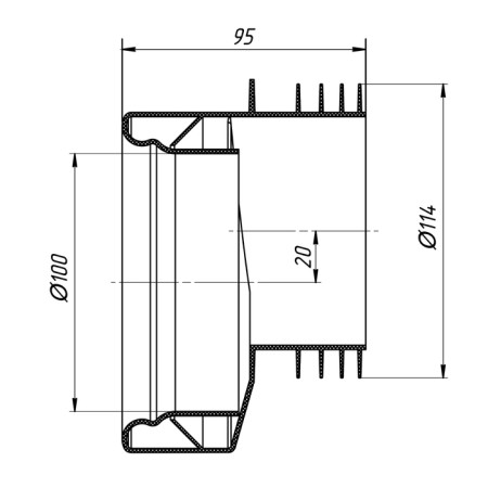 The toilet cuff "Ani Plast" W0410, eccentric, rubber-1