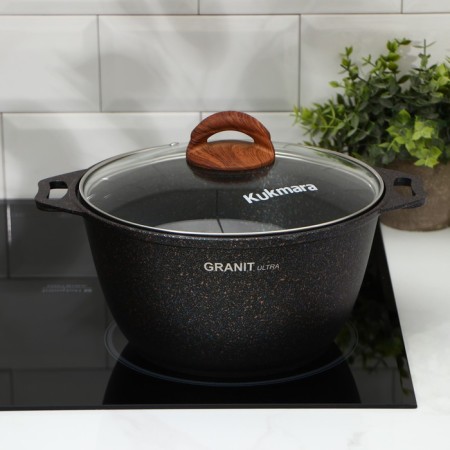 Pan Granit Ultra, 4 l, d = 24 cm, h = 14 cm, glass cover, anti -stick coating-3