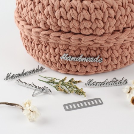 Decorative elements for the puncture "Hand Made", 5.4 × 1 cm, 10 pcs, silver color-9