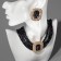 Set 2 items; Earrings, necklace "luxury" large stone, black color in gold, 42 cm