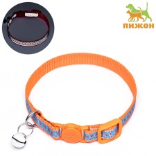 A collar with a decorative reflective strip, imitation of nylon, 30 x 1 cm, orange