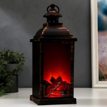 Spar "fireplace" LED from batteries 3HAAA Black with a golden patina 13, x13x34 cm Risalux-2