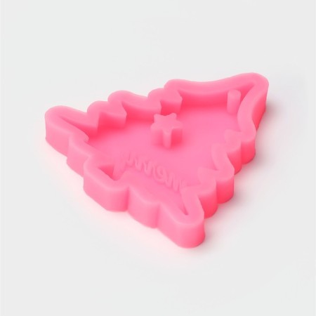 Mold "Christmas tree", silicone, 10 × 9.5 × 1 cm, pink color-2
