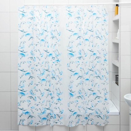 The bathroom curtain "Dolphins", 180 × 180 cm, polyethylene, white color