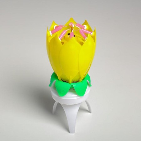 Candle for the cake musical "Tulip", spinning, yellow, 14.5 × 6 cm-8