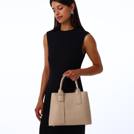 Women's bag with zipper, Textura, average size, beige color-9