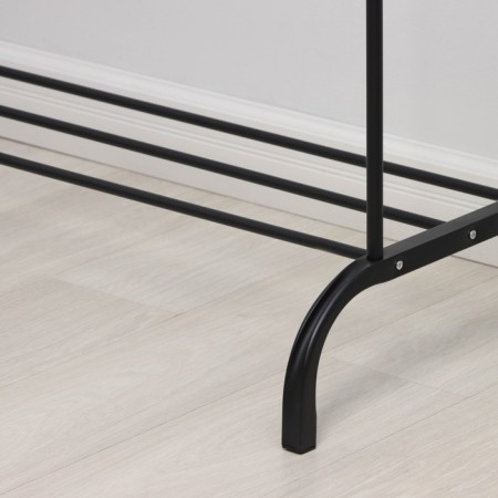 Double -hung -hungry metal metal for clothes, with a shelf, 110 × 62 × 150 cm, black color-2
