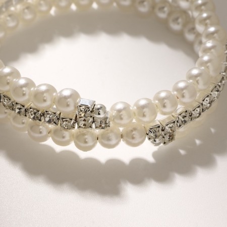 Bracelet pearls "spring" brightness, ball No. 6, white color in silver, d = 6 cm-2