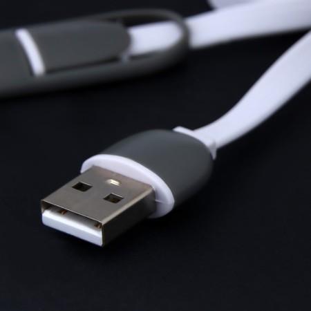 Cable 2 in 1 Luazon, Microusb/Lightning - USB, 1 A, 0.9 m, flat, mix-1