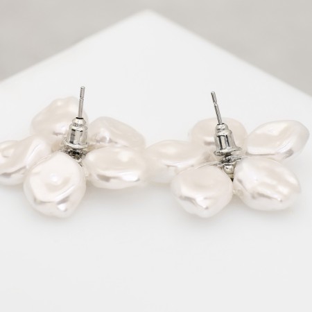 Earrings with pearls "exclusive" Flower Hope, Color Silver-2