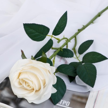 Artificial flower "Rosa Leticia" 7x64 cm, white