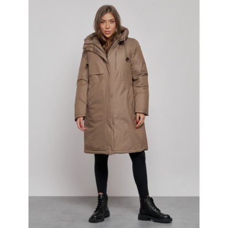 Coat insulated winter female, size 46, brown color