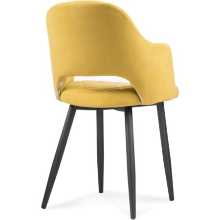 Stool on a metal frame Gutride metal/velor, black/yellow 51x56x82 cm-3